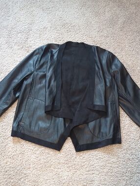 BB Dakota Black Draped Faux Leather Reversible Jacket M